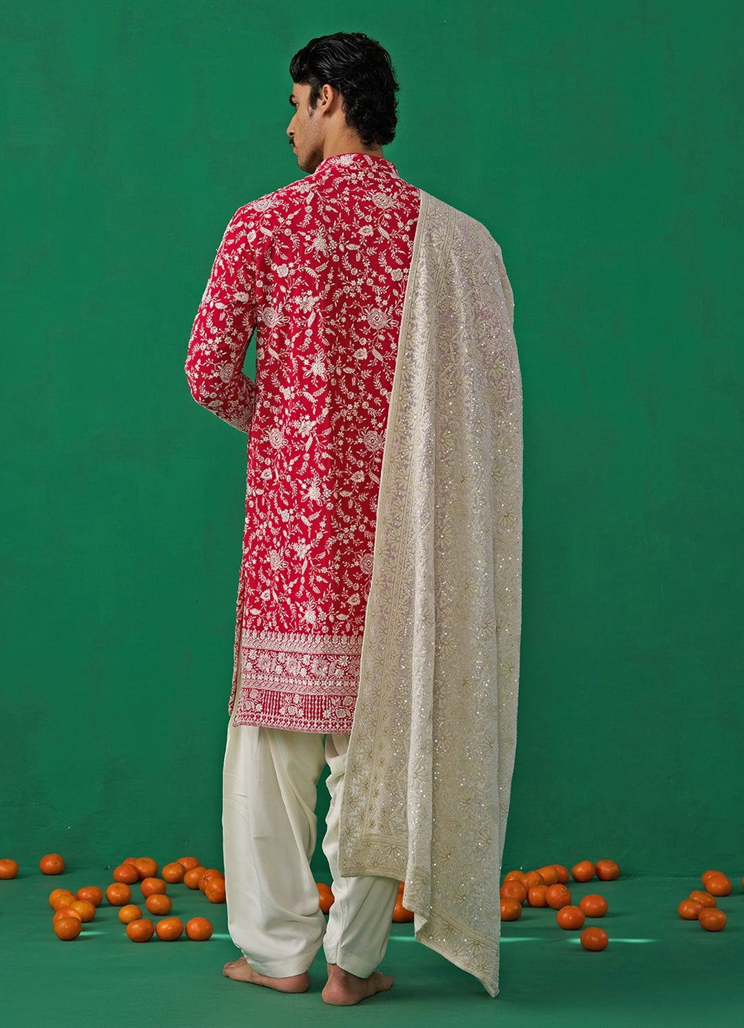 Hot Pink Embroidered Georgette Kurta Set Kalpraag - Fabilicious Fashion