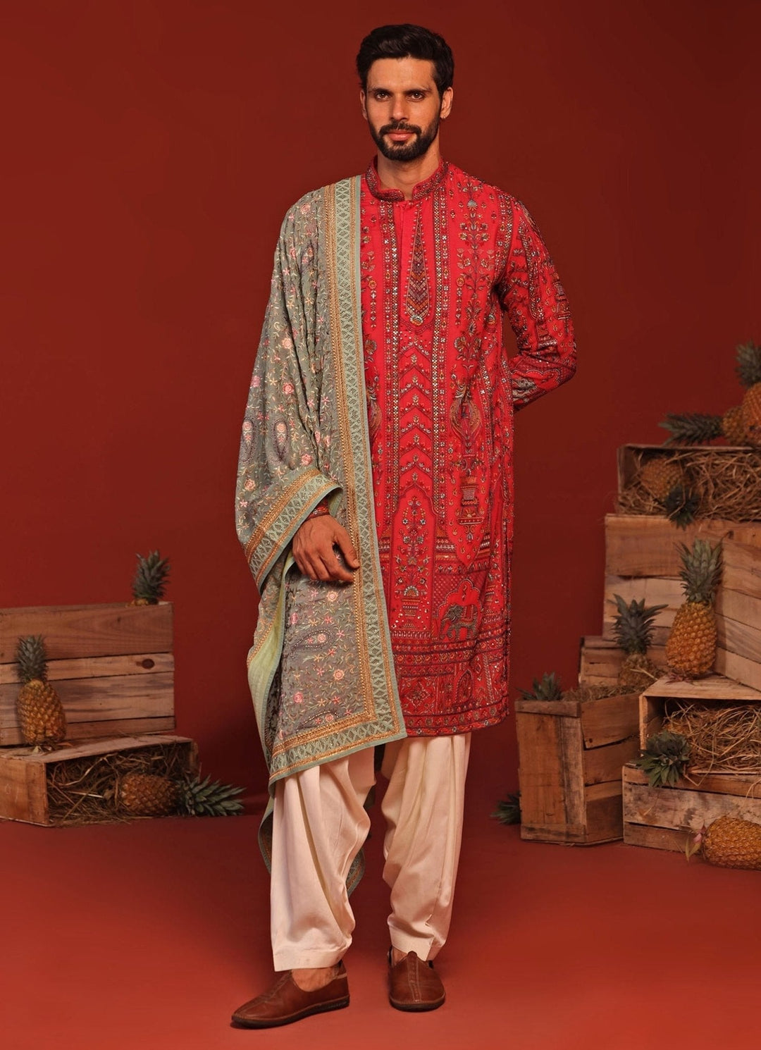 Hot Pink Embroidered Kurta Patiala Pant Set Kalpraag - Fabilicious Fashion