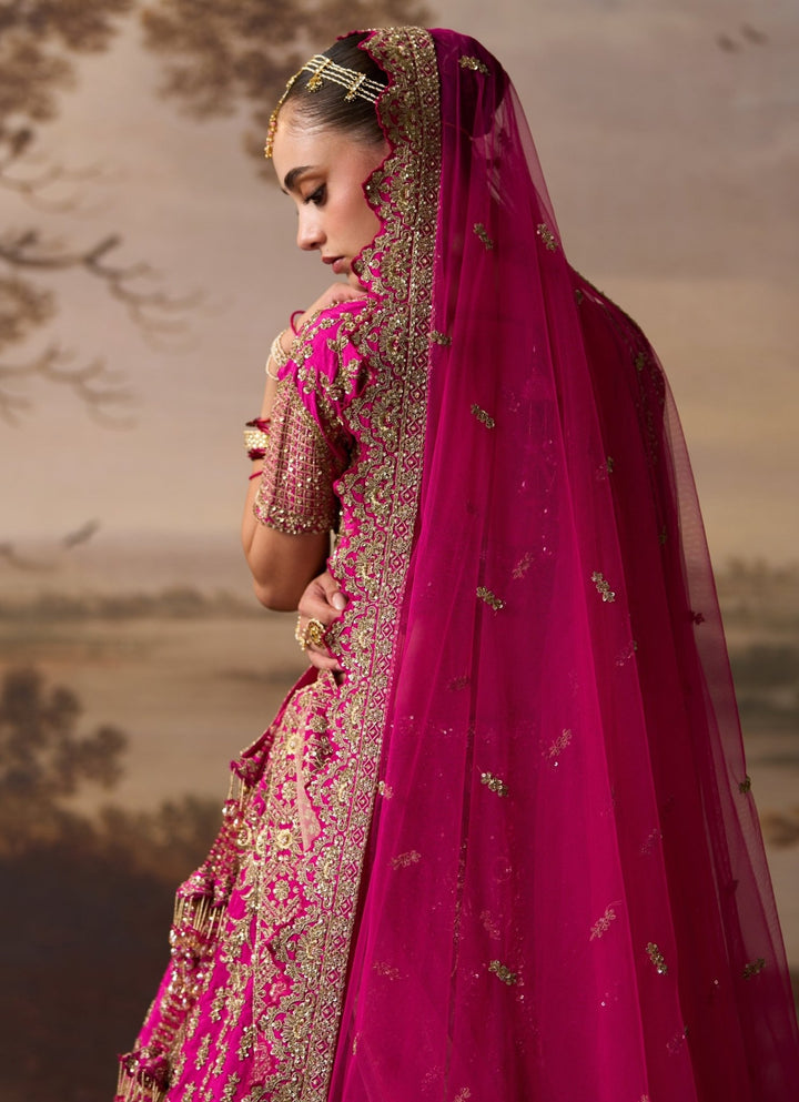 Angad Singh Hot Pink Embroidered Raw Silk Bridal LehengaFabilicious Fashion