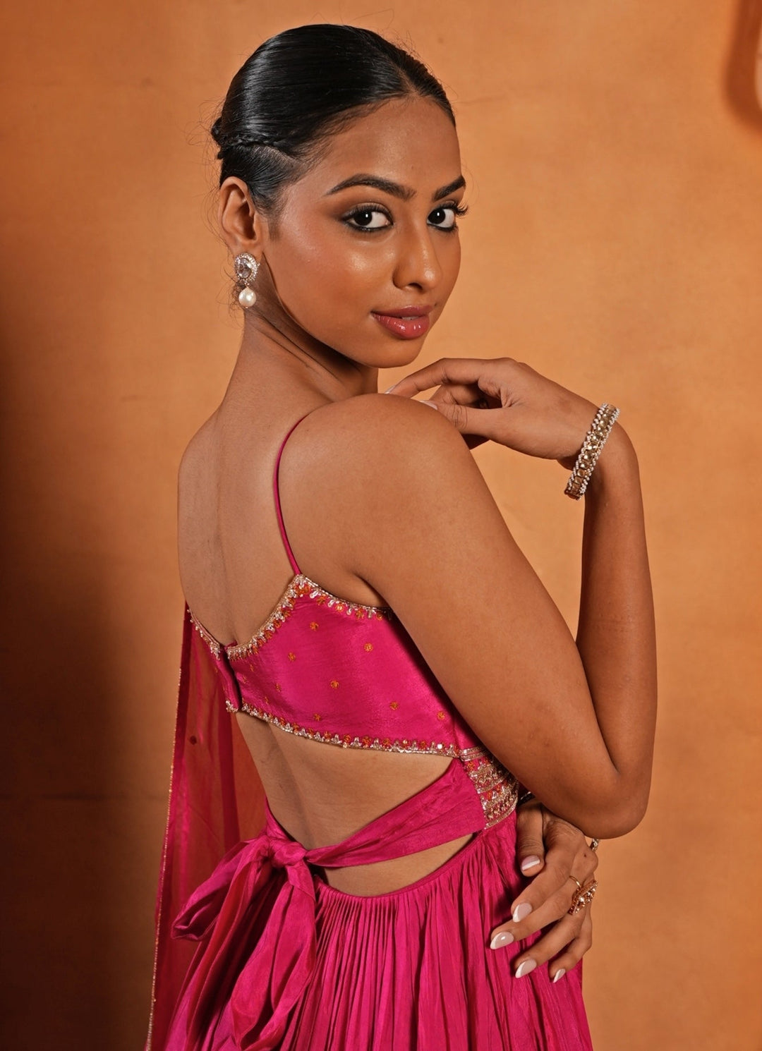 Hot Pink Embroidered Silk Anarkali Set Enamour by Radha - Fabilicious Fashion