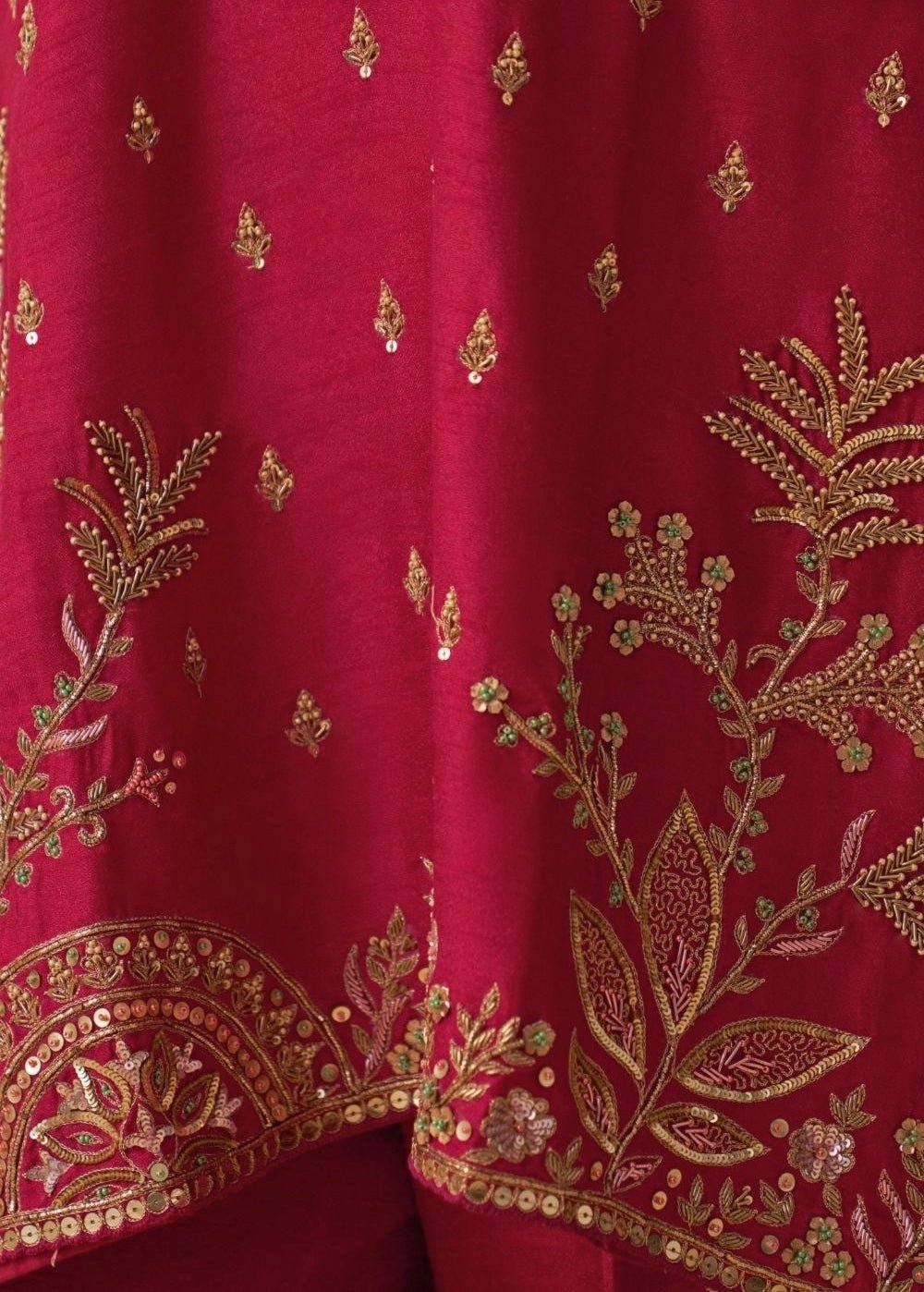 Hot Pink Embroidered Silk Kurta Salwar Set Prevasu - Fabilicious Fashion