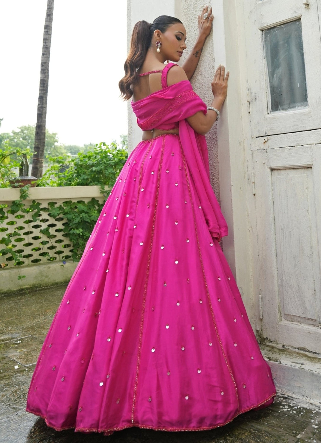 Hot Pink Embroidered Silk Lehenga Set Enamour by Radha - Fabilicious Fashion