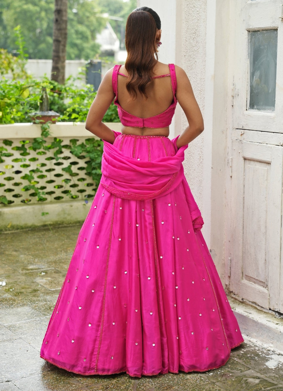 Hot Pink Embroidered Silk Lehenga Set Enamour by Radha - Fabilicious Fashion