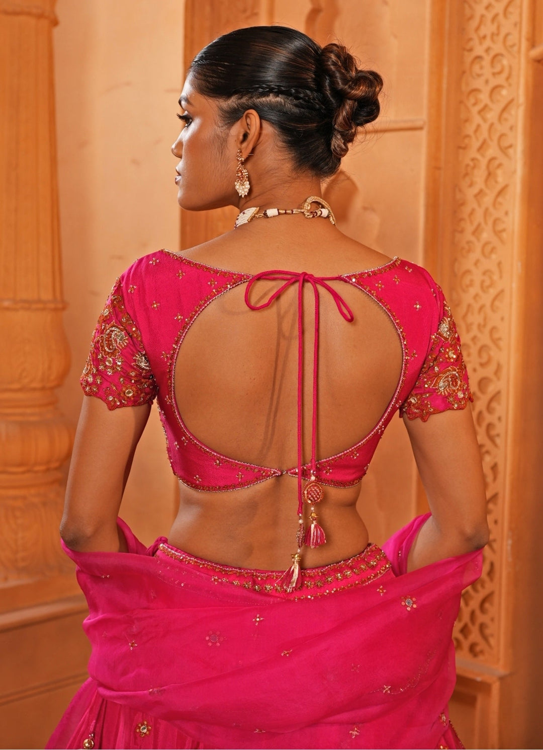 Hot Pink Embroidered Silk Lehenga Enamour by Radha - Fabilicious Fashion