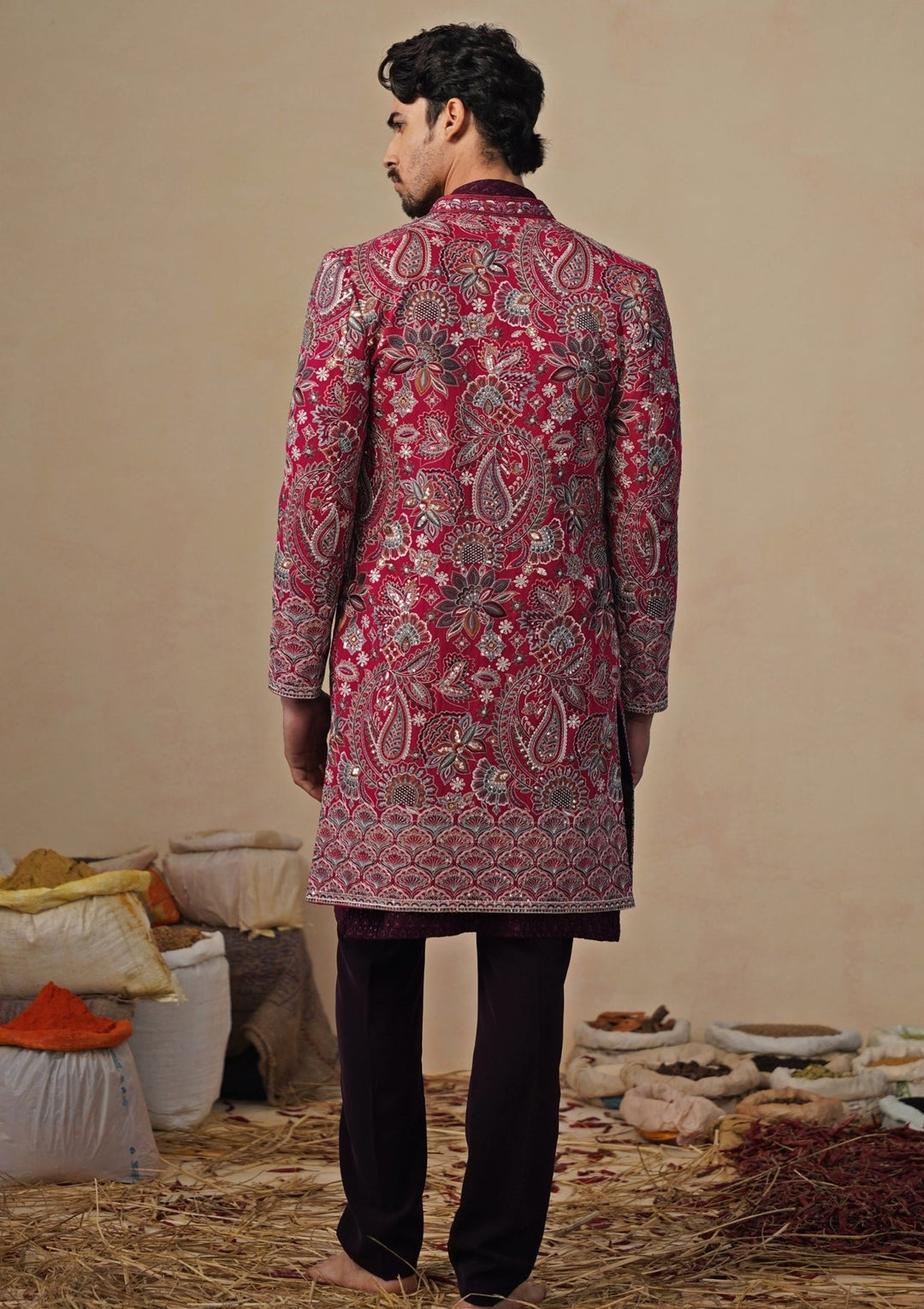 Hot Pink Georgette Indo - western Kurta Jacket Set Kalpraag - Fabilicious Fashion