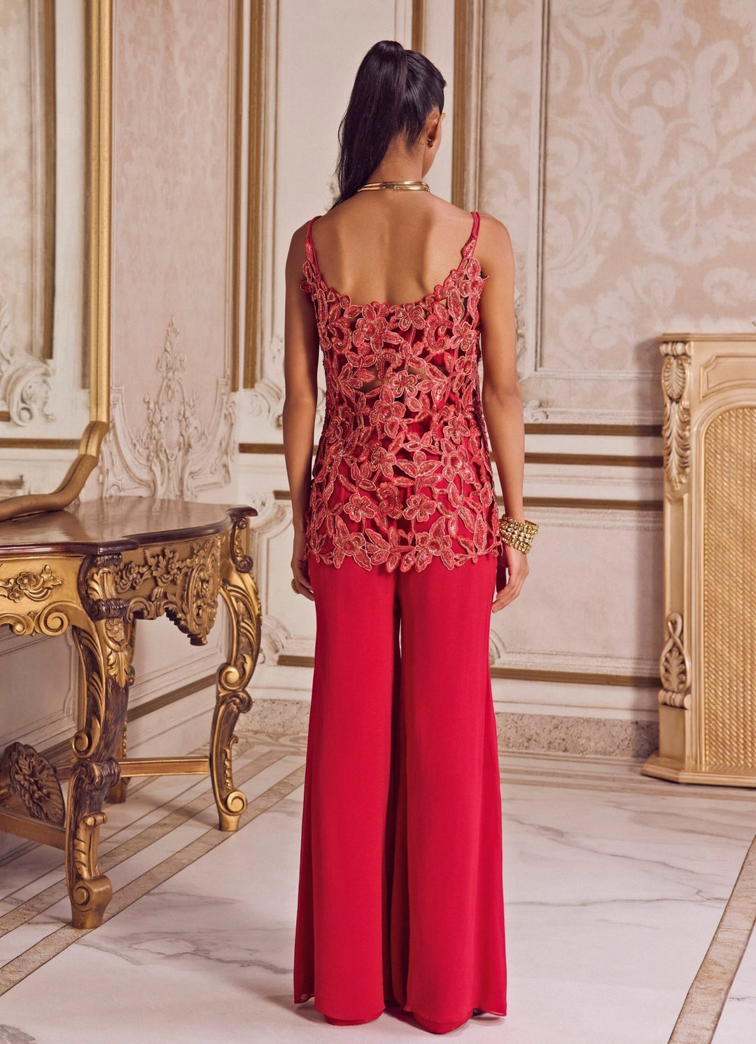 Hot Pink Georgette Kurta Pants Set Sanya Gulati - Fabilicious Fashion