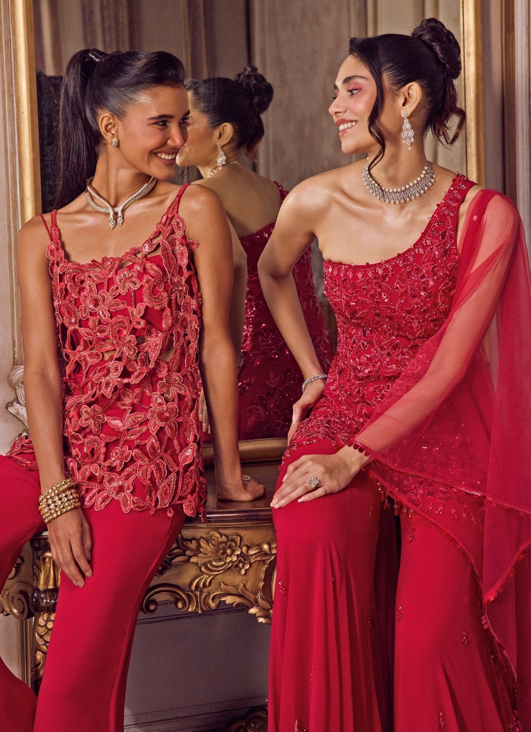 Hot Pink Georgette Kurta Pants Set Sanya Gulati - Fabilicious Fashion