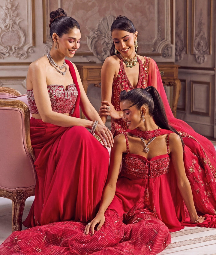 Hot Pink Georgette Peplum Kurta Sharara Set Sanya Gulati - Fabilicious Fashion