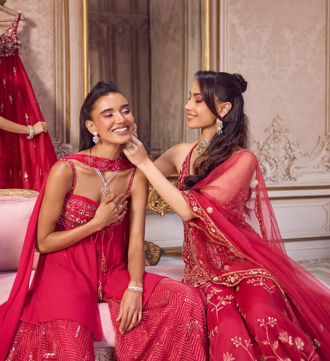 Hot Pink Georgette Peplum Kurta Sharara Set Sanya Gulati - Fabilicious Fashion