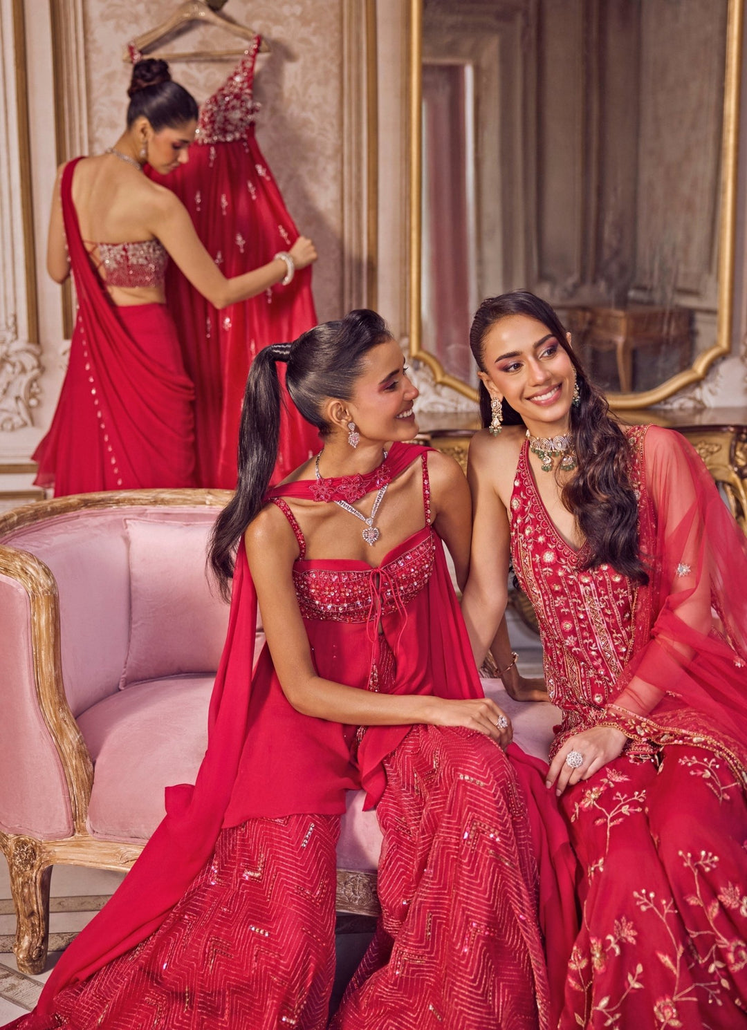 Hot Pink Georgette Peplum Kurta Sharara Set Sanya Gulati - Fabilicious Fashion