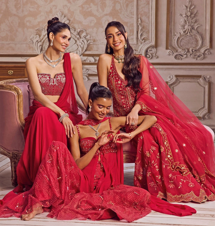 Hot Pink Georgette Peplum Kurta Sharara Set Sanya Gulati - Fabilicious Fashion