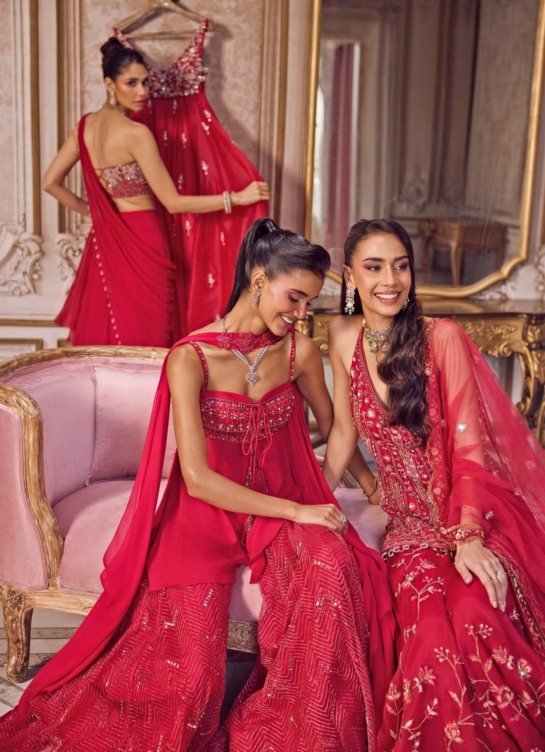 Hot Pink Georgette Peplum Kurta Sharara Set Sanya Gulati - Fabilicious Fashion