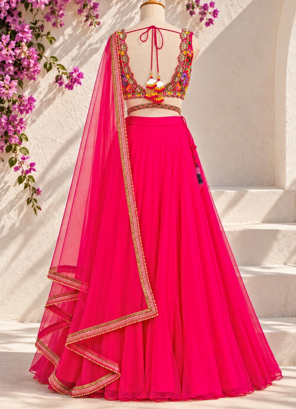 Anisha Shetty Hot Pink Organza Lehenga SetFabilicious Fashion