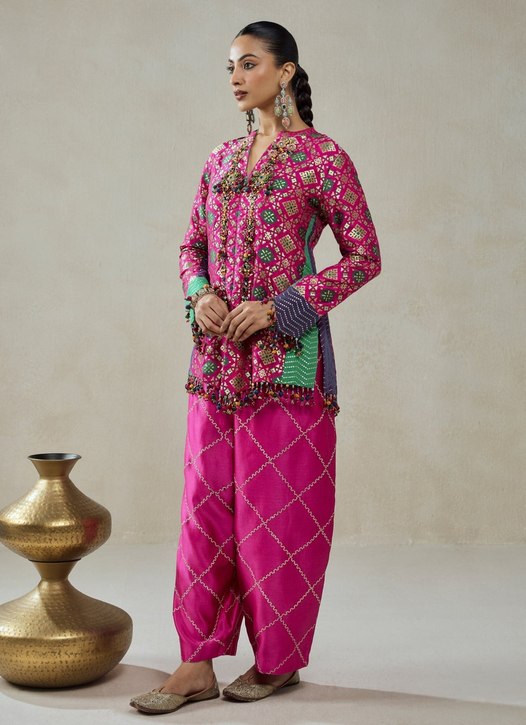 Nitika Gujral Hot Pink Patola Silk Kurta Salwar SetFabilicious Fashion