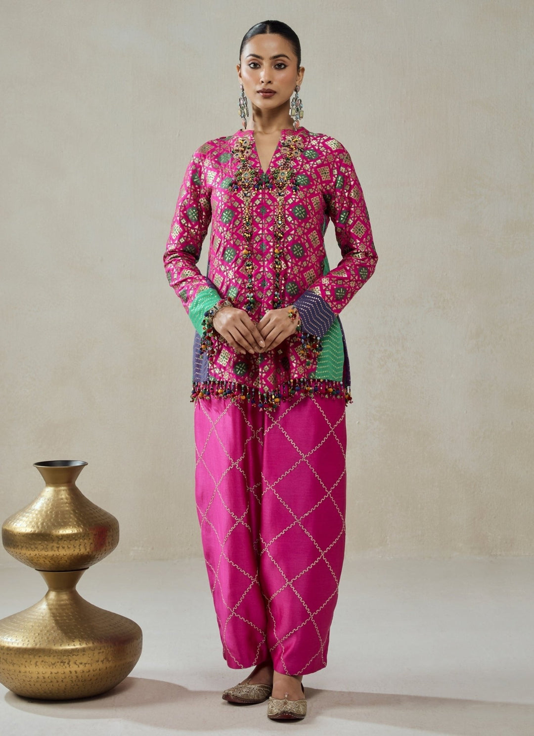 Nitika Gujral Hot Pink Patola Silk Kurta Salwar SetFabilicious Fashion