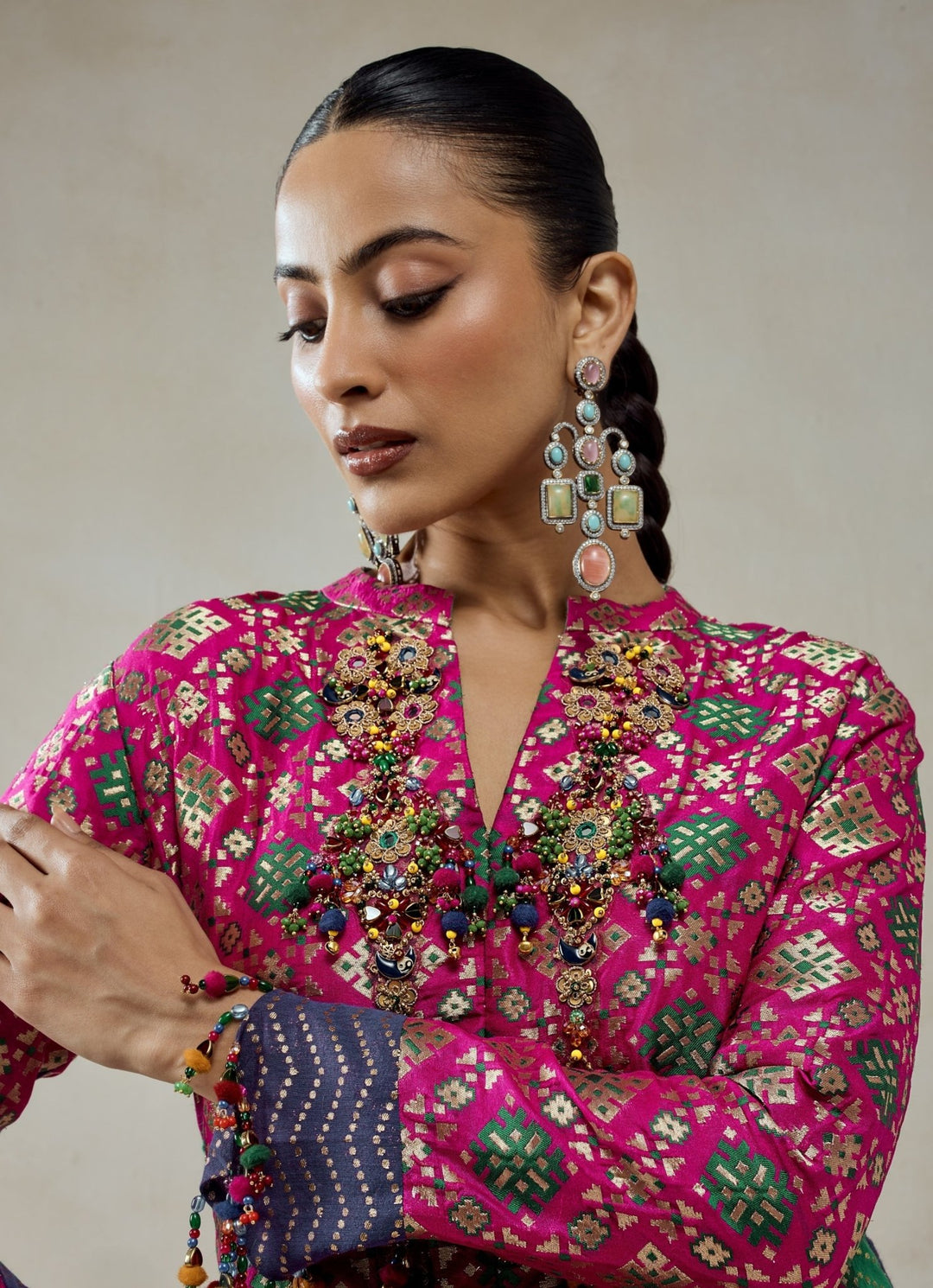 Nitika Gujral Hot Pink Patola Silk Kurta Salwar SetFabilicious Fashion