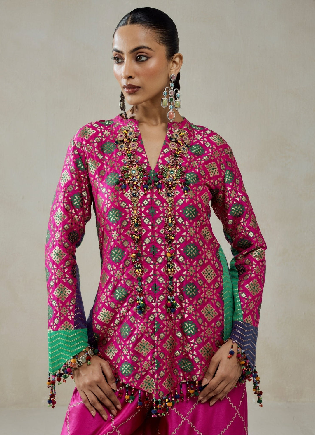 Nitika Gujral Hot Pink Patola Silk Kurta Salwar SetFabilicious Fashion