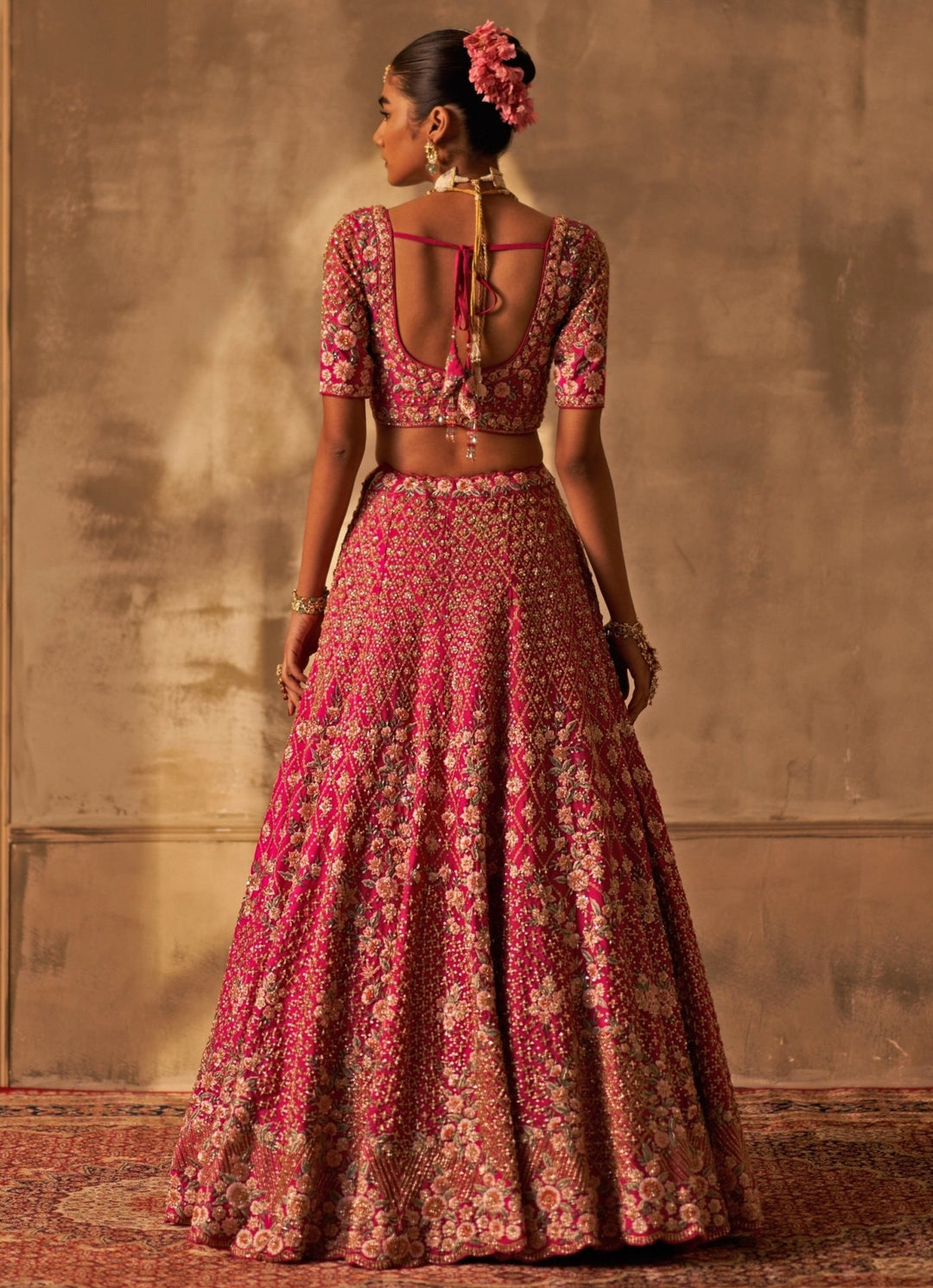 Angad Singh Hot Pink Raw Silk Double Dupatta Bridal Lehenga SetFabilicious Fashion