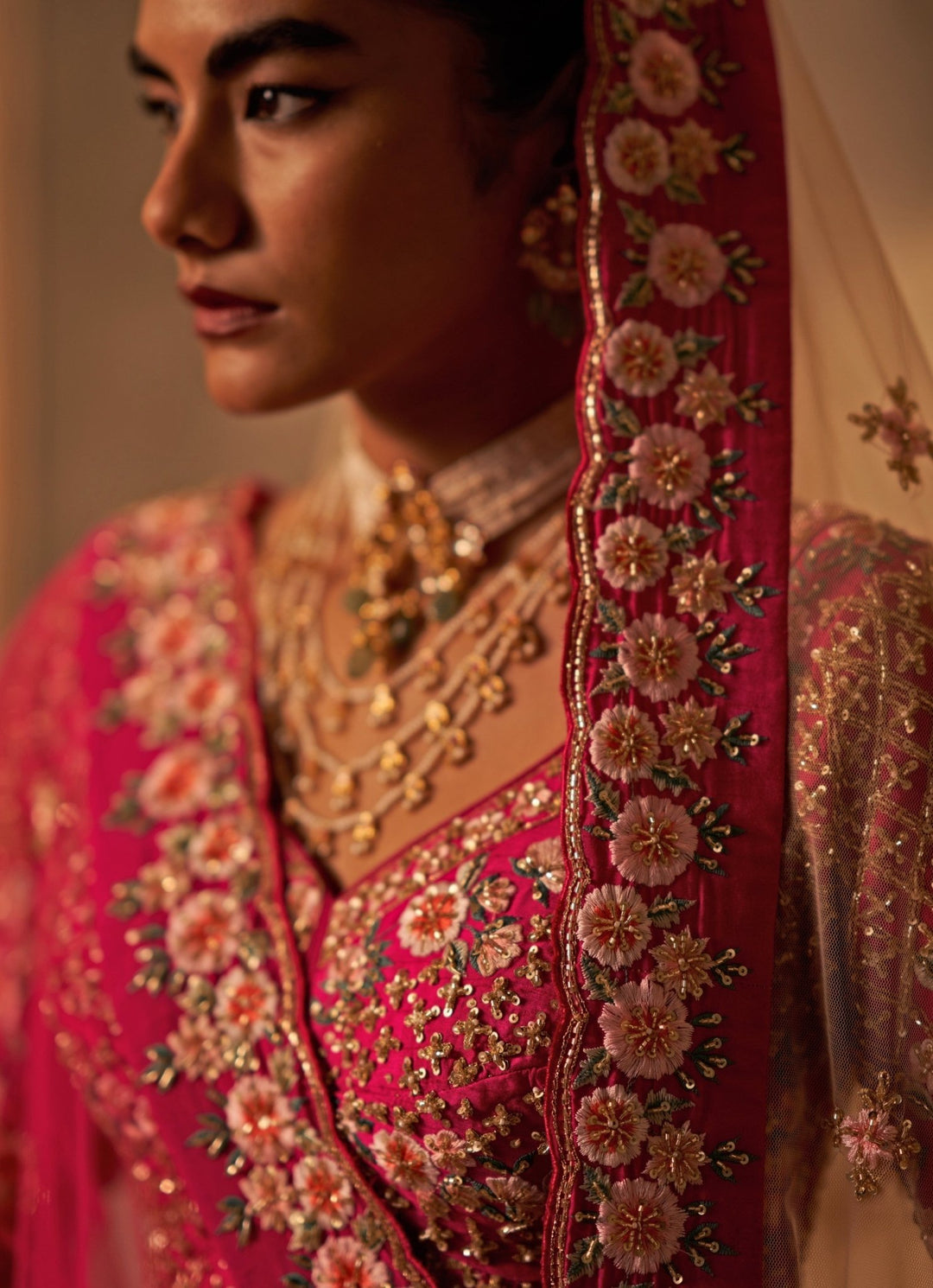 Angad Singh Hot Pink Raw Silk Double Dupatta Bridal Lehenga SetFabilicious Fashion