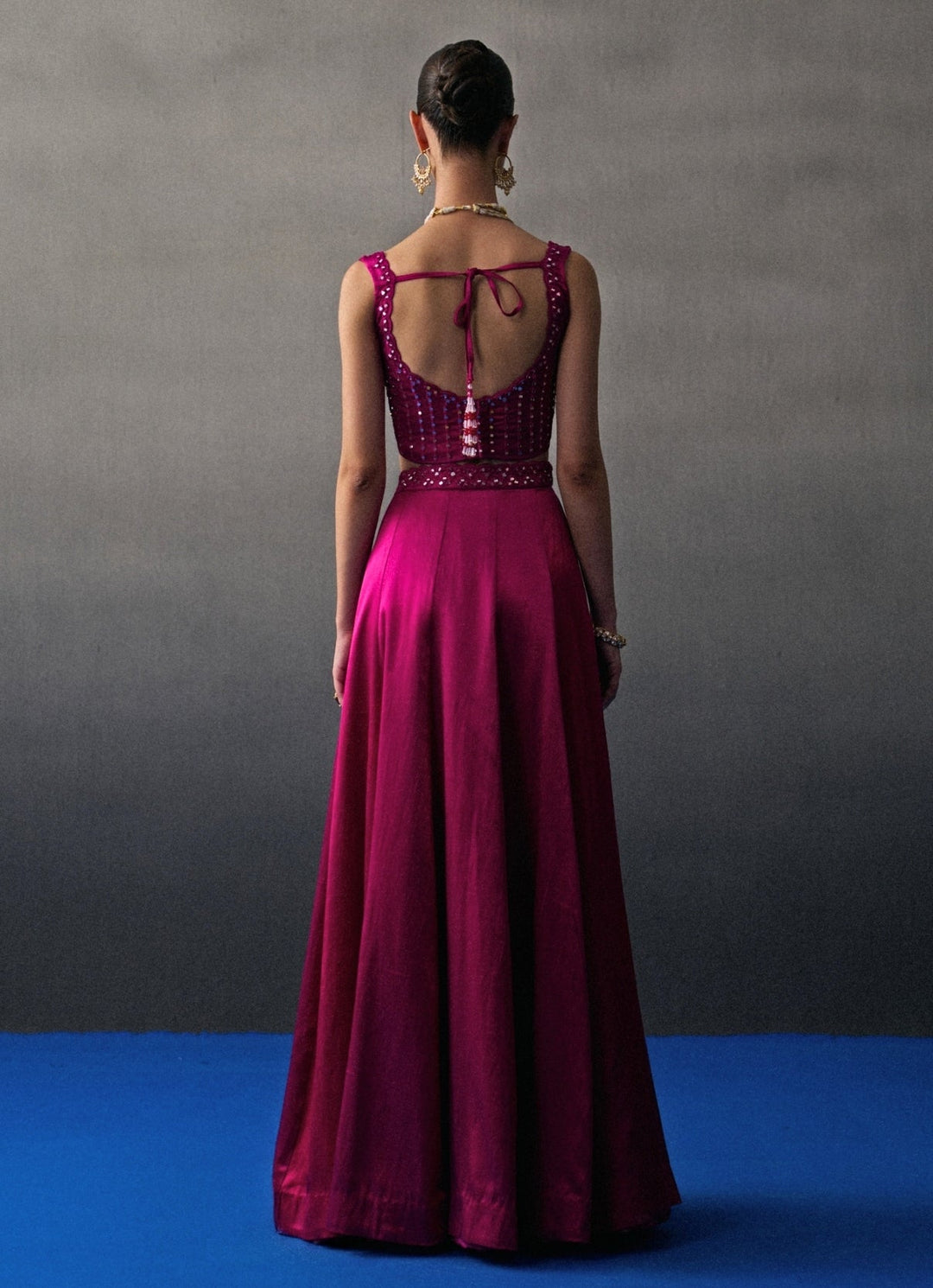 Hot Pink Satin Silk Lehenga Set Angad Singh - Fabilicious Fashion