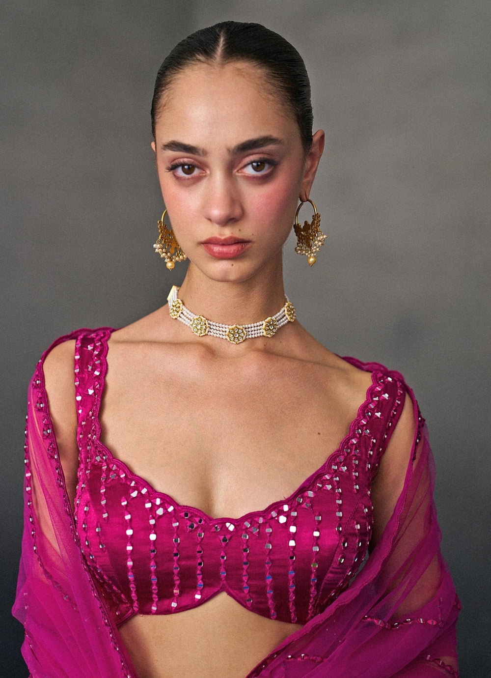 Hot Pink Satin Silk Lehenga Set Angad Singh - Fabilicious Fashion