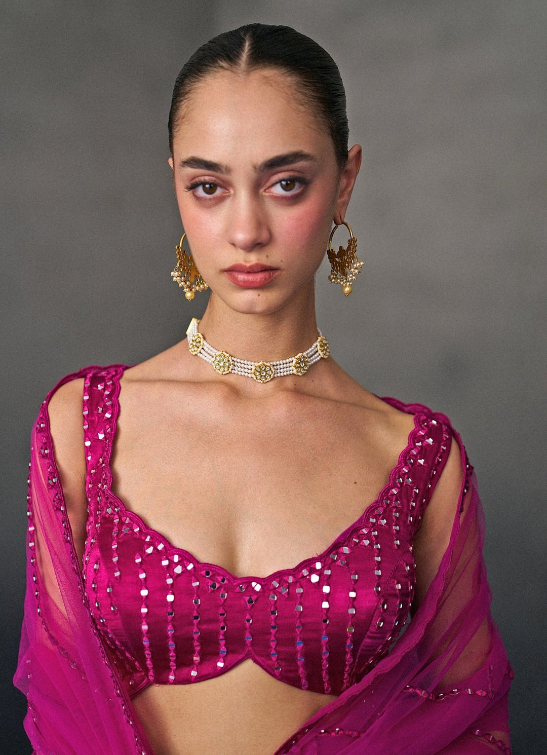 Hot Pink Satin Silk Lehenga Set Angad Singh - Fabilicious Fashion