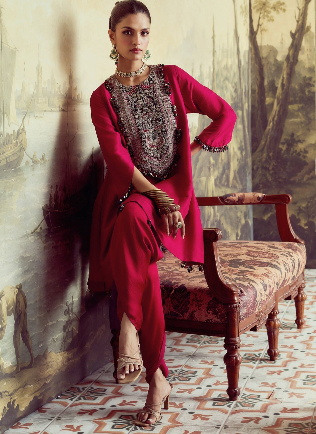 Prisho Hot Pink Silk Kurta Dhoti SetFabilicious Fashion