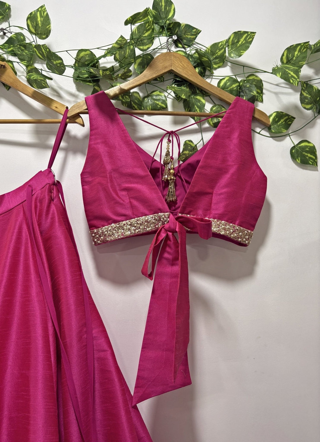 Priti Sahni Hot Pink Silk Lehenga Set With Handpainted DupattaFabilicious Fashion