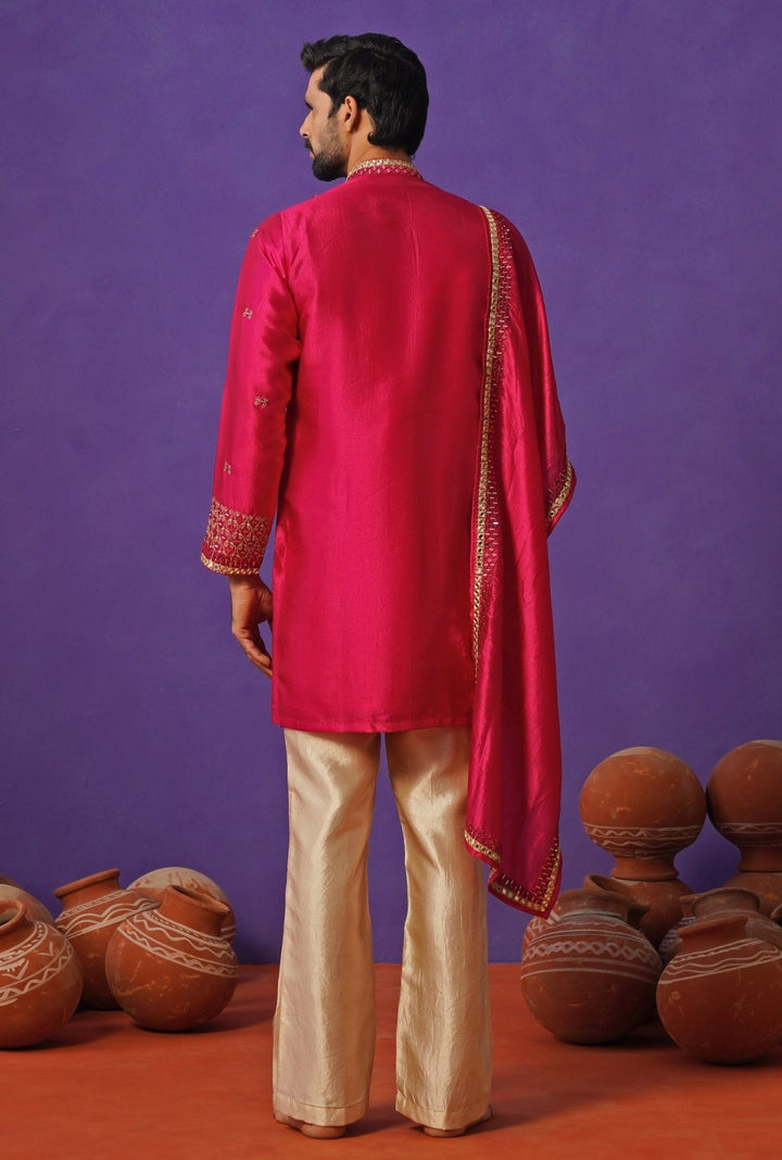 Kalpraag Hot Pink Silk Mirror Kurta Set with DupattaFabilicious Fashion