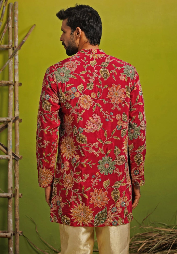 Hot Pink Silk Short Kurta Set Kalpraag - Fabilicious Fashion