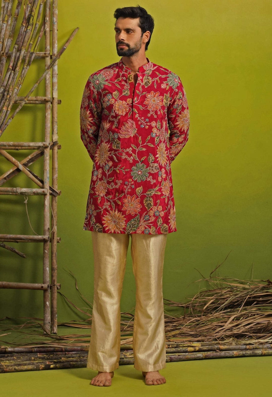 Hot Pink Silk Short Kurta Set Kalpraag - Fabilicious Fashion