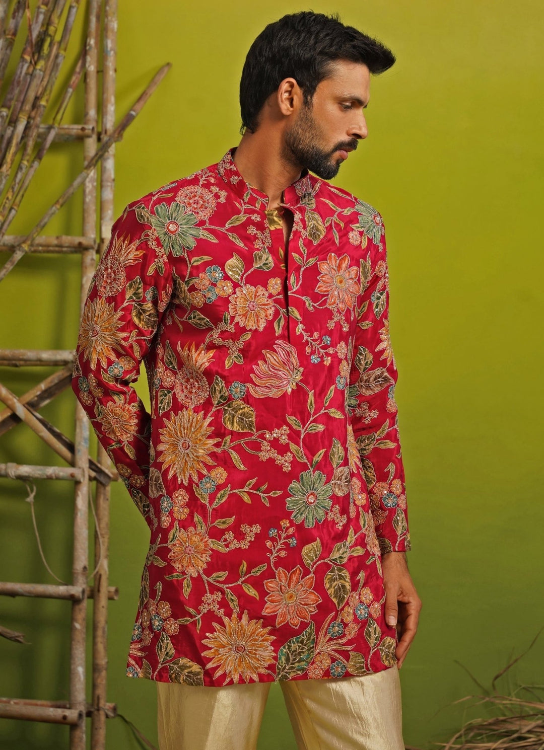 Hot Pink Silk Short Kurta Set Kalpraag - Fabilicious Fashion