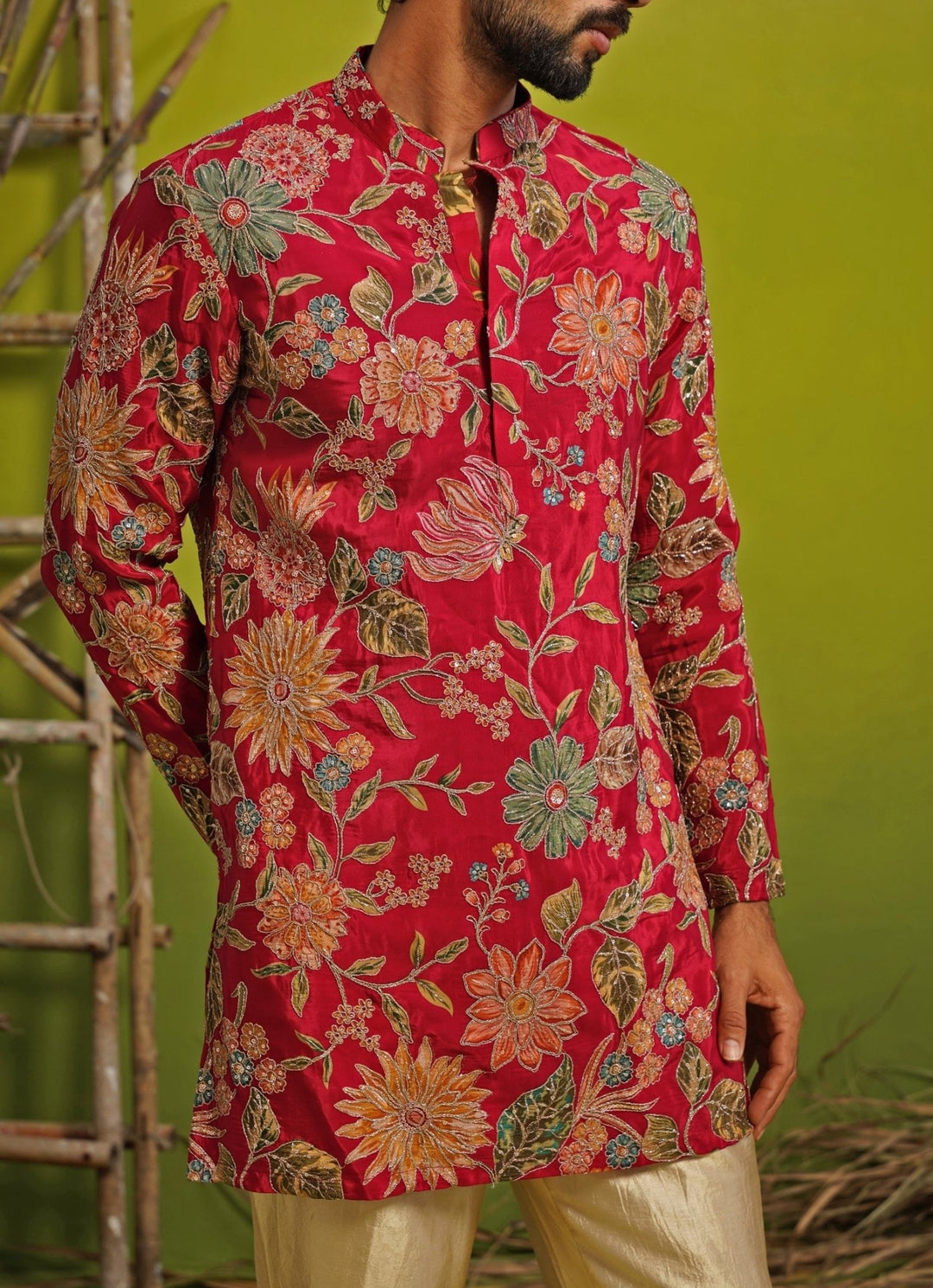 Hot Pink Silk Short Kurta Set Kalpraag - Fabilicious Fashion