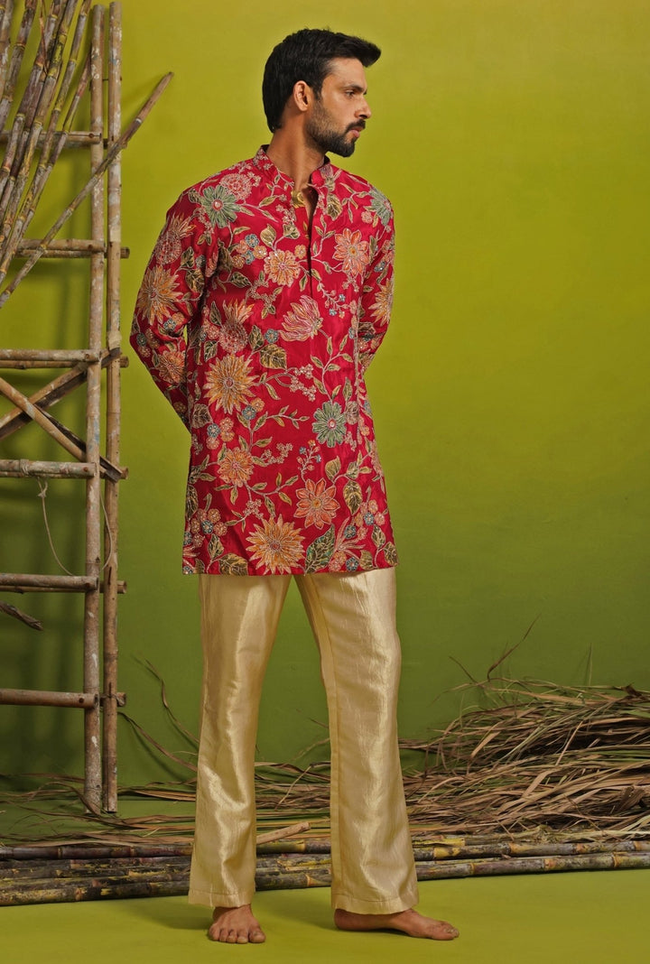 Hot Pink Silk Short Kurta Set Kalpraag - Fabilicious Fashion