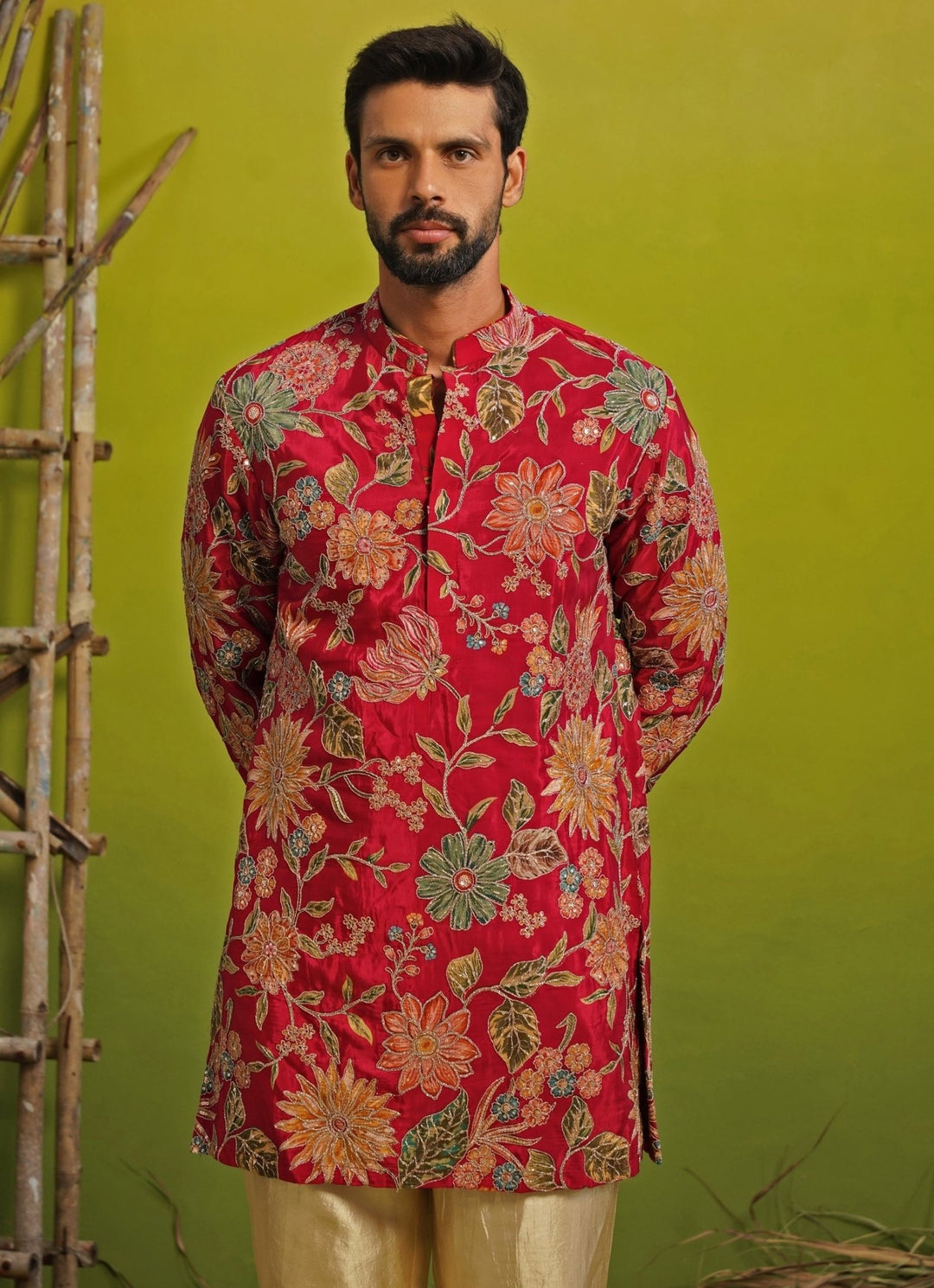 Hot Pink Silk Short Kurta Set Kalpraag - Fabilicious Fashion
