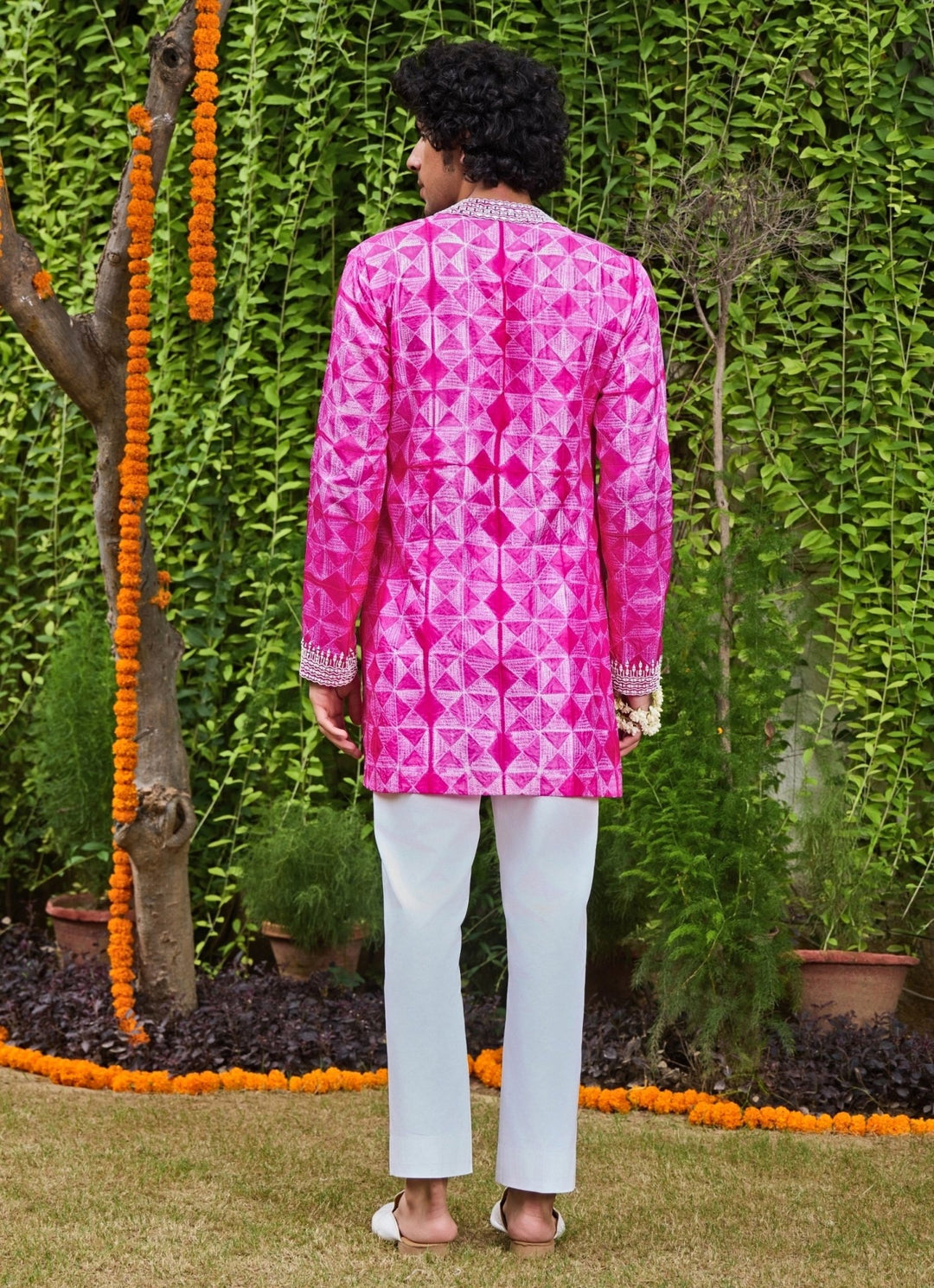 Hot Pink Silk Tie and Dye Kurta Set Nitika Gujral - Men - Fabilicious Fashion