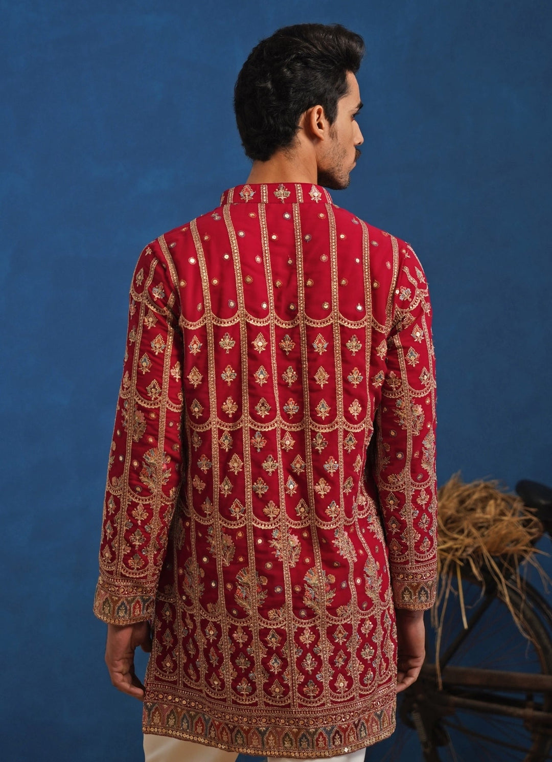 Hot Pink Thread Georgette Short Kurta Set Kalpraag - Fabilicious Fashion