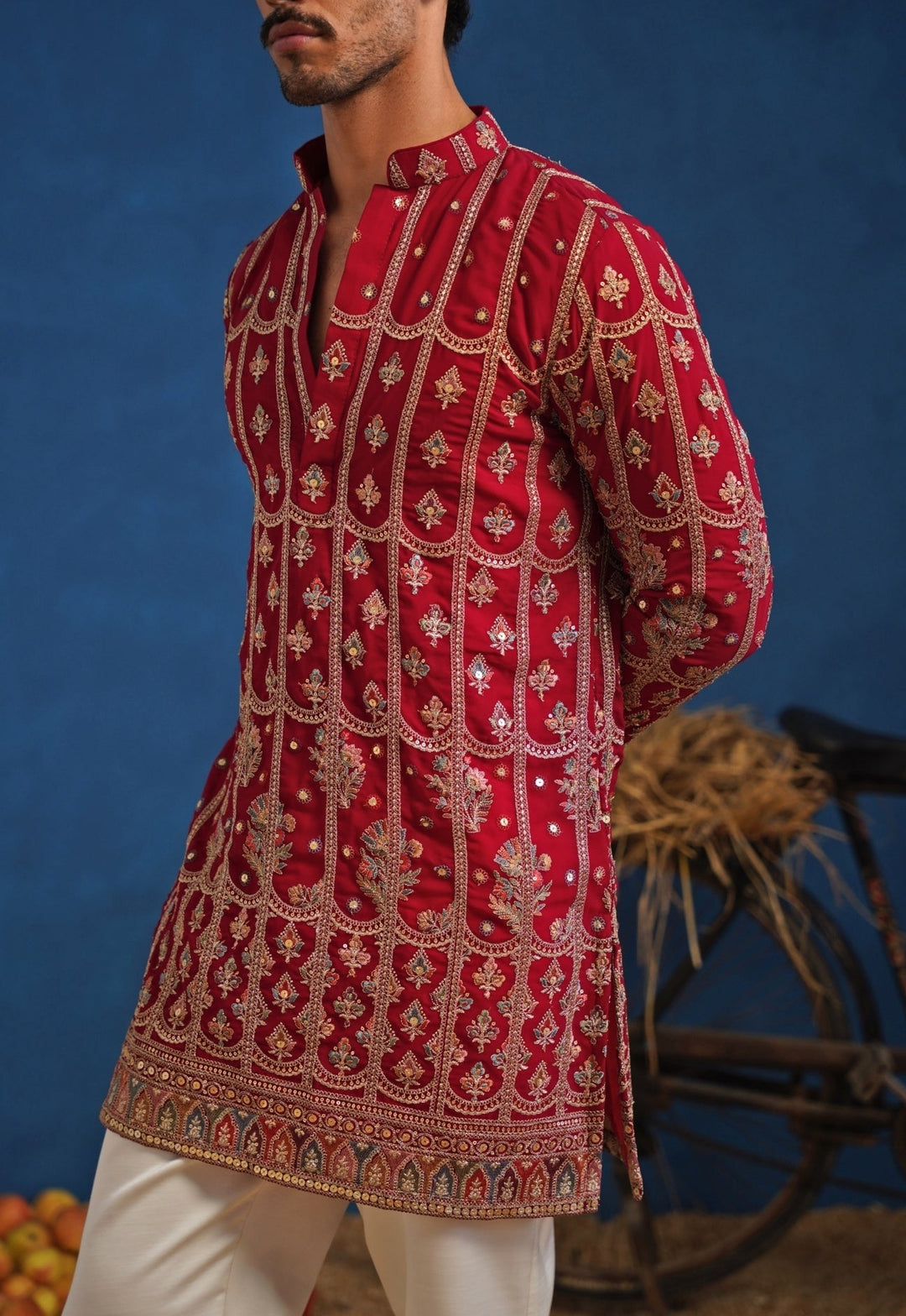 Hot Pink Thread Georgette Short Kurta Set Kalpraag - Fabilicious Fashion