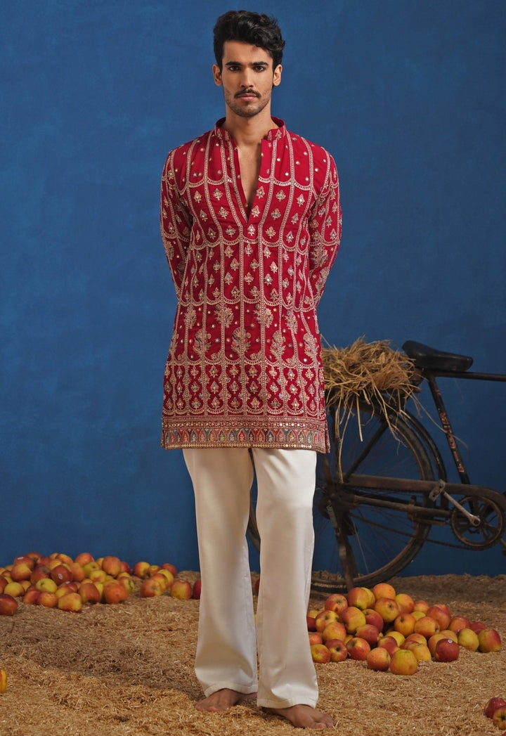 Hot Pink Thread Georgette Short Kurta Set Kalpraag - Fabilicious Fashion