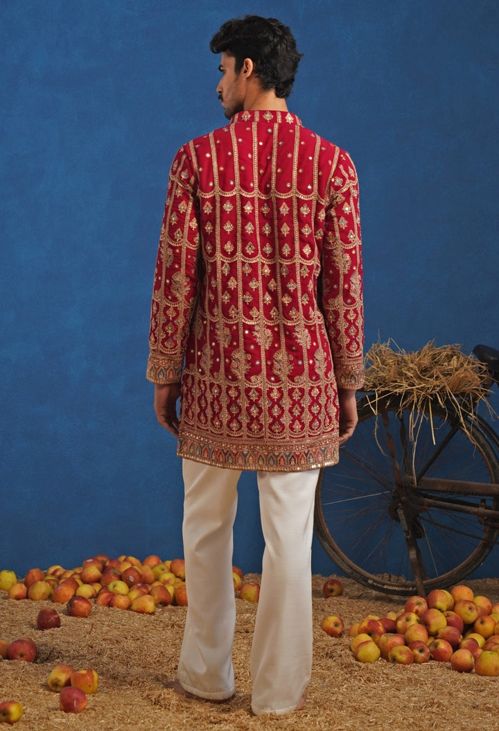 Hot Pink Thread Georgette Short Kurta Set Kalpraag - Fabilicious Fashion