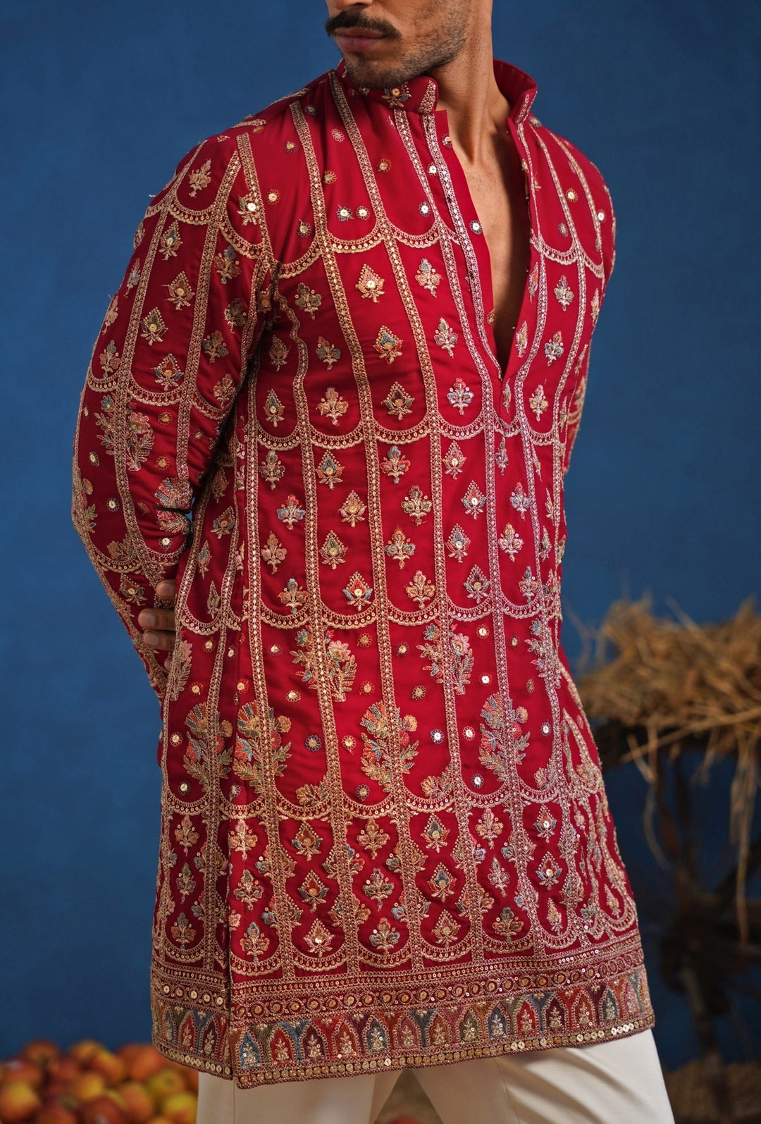 Hot Pink Thread Georgette Short Kurta Set Kalpraag - Fabilicious Fashion