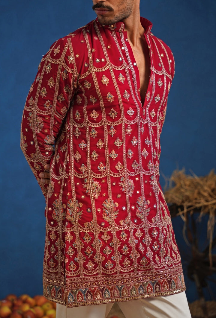 Hot Pink Thread Georgette Short Kurta Set Kalpraag - Fabilicious Fashion