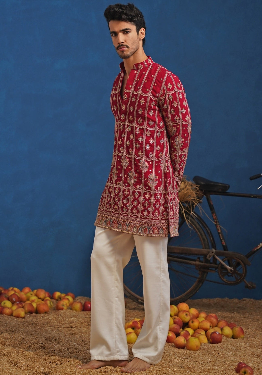 Hot Pink Thread Georgette Short Kurta Set Kalpraag - Fabilicious Fashion