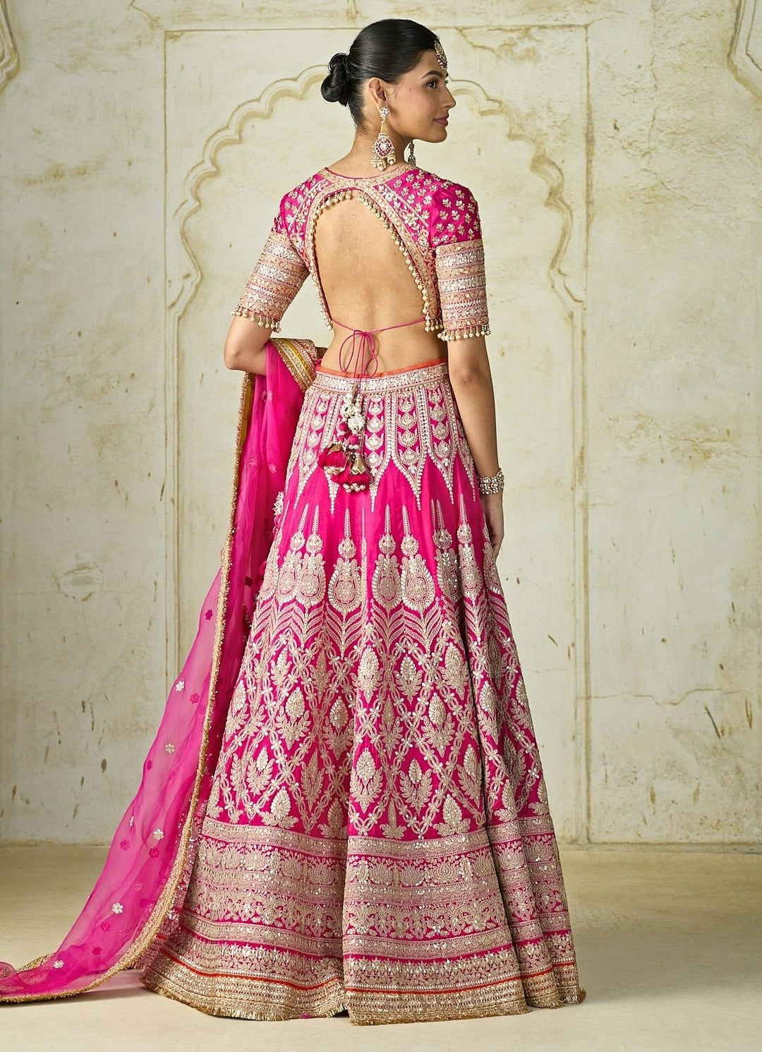 Gopi Vaid Hot Pink Tussar Bridal Lehenga SetFabilicious Fashion