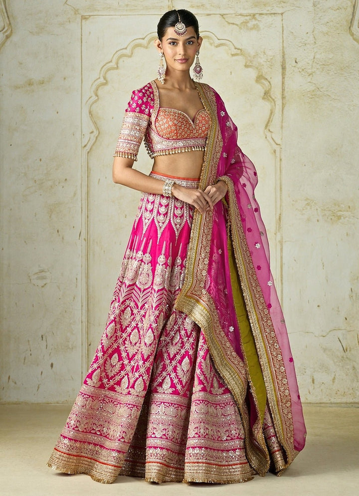 Gopi Vaid Hot Pink Tussar Bridal Lehenga SetFabilicious Fashion