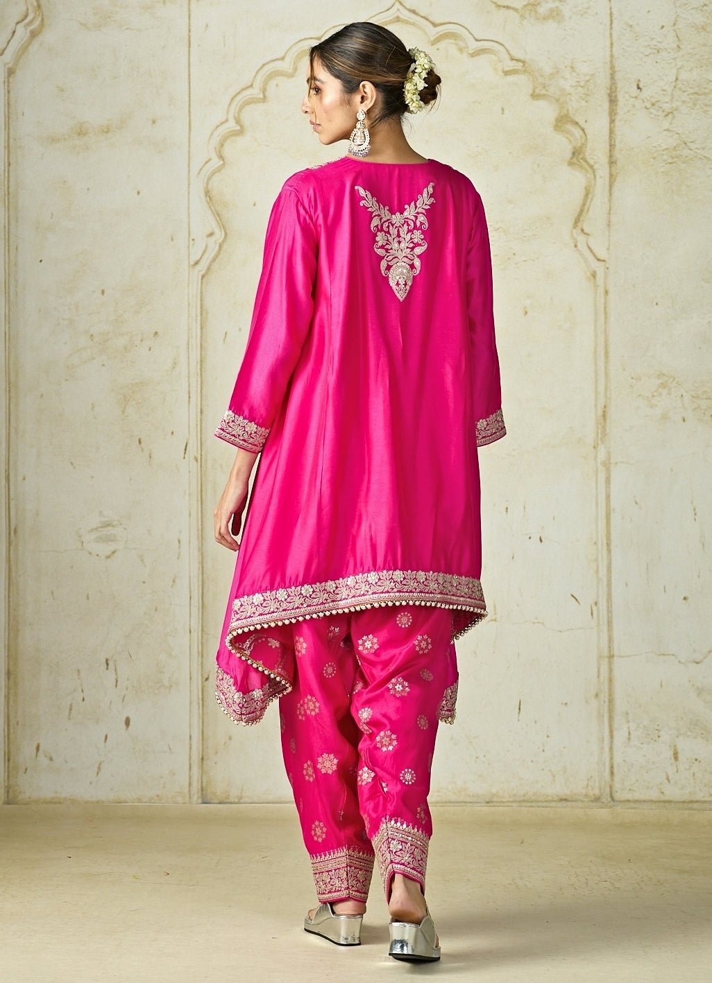 Gopi Vaid Hot Pink Tussar Farshi Salwar Kurta SetFabilicious Fashion