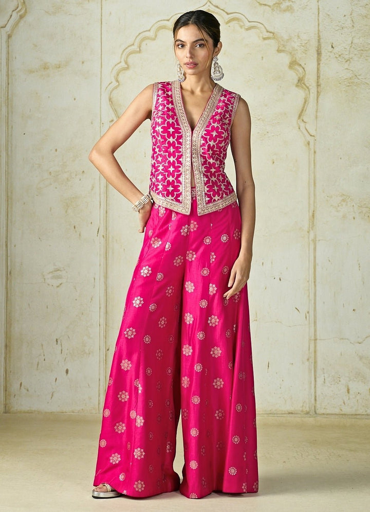 Gopi Vaid Hot Pink Tussar Pants SetFabilicious Fashion