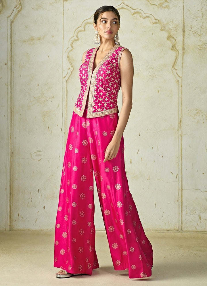 Gopi Vaid Hot Pink Tussar Pants SetFabilicious Fashion
