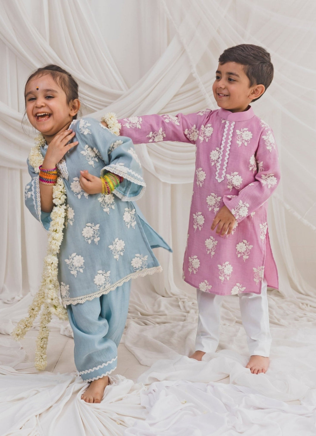 Ice Blue Chanderi Kurta Salwar Set Chotibuti - Fabilicious Fashion