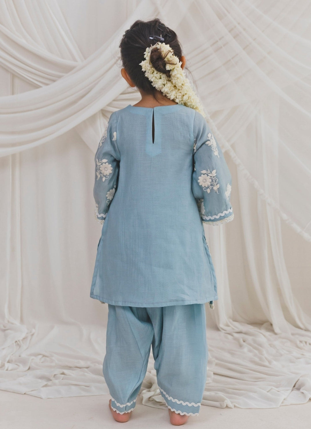 Ice Blue Chanderi Kurta Salwar Set Chotibuti - Fabilicious Fashion